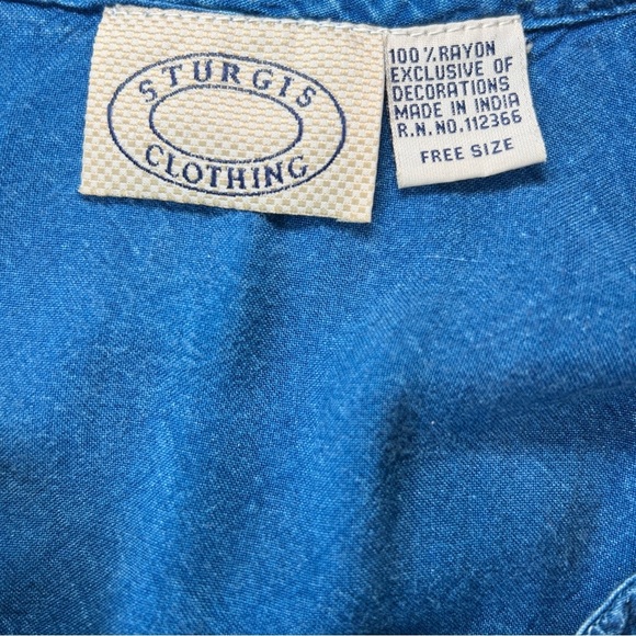 Sturgis Clothing A Line 100% Rayon Jean Embellished Floral Boho Vintage Dress S - Picture 12 of 14